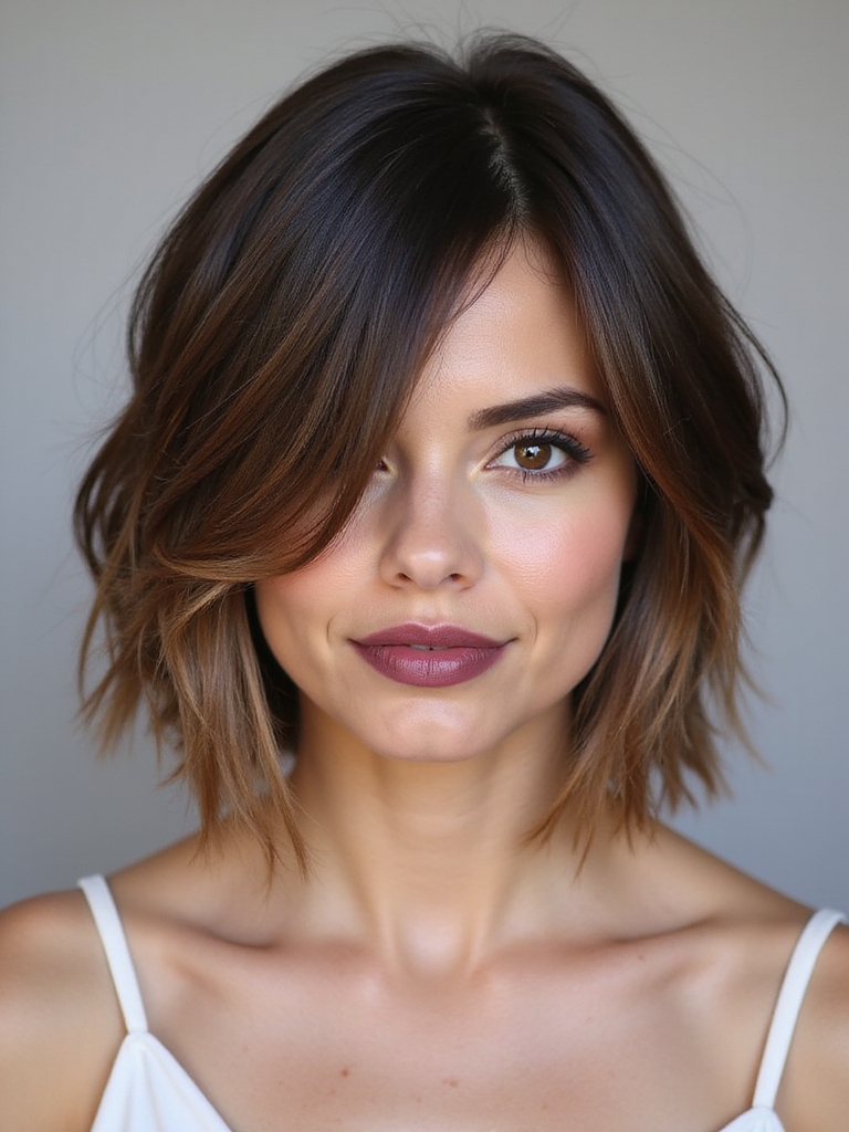 balayage highlights for layered bobs