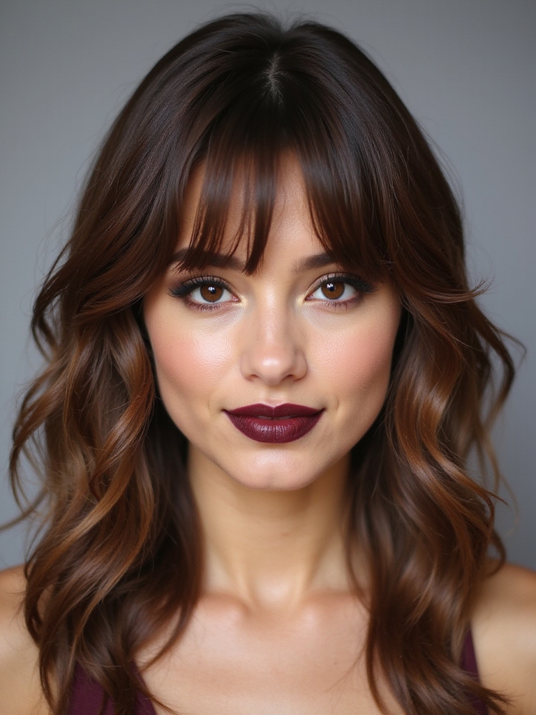 bangs enhance mid length hair