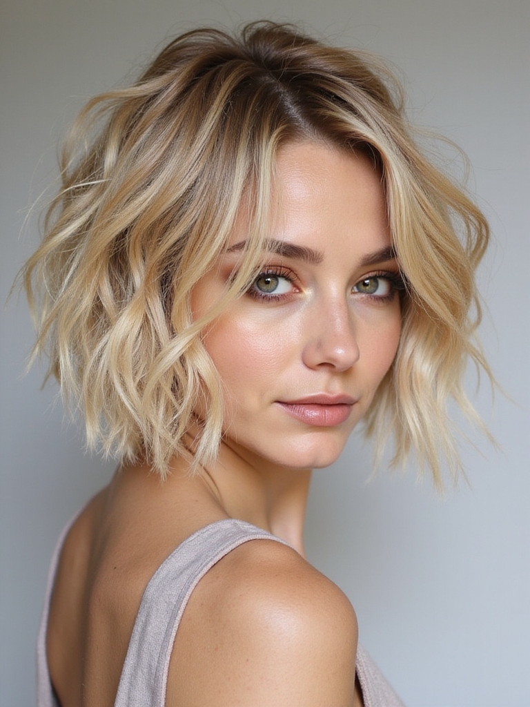 bohemian bob with texture