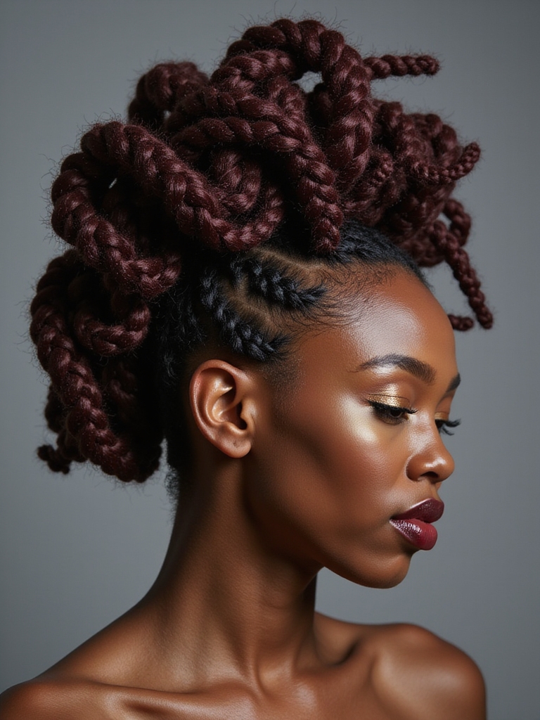 bold colorful braided hairstyles