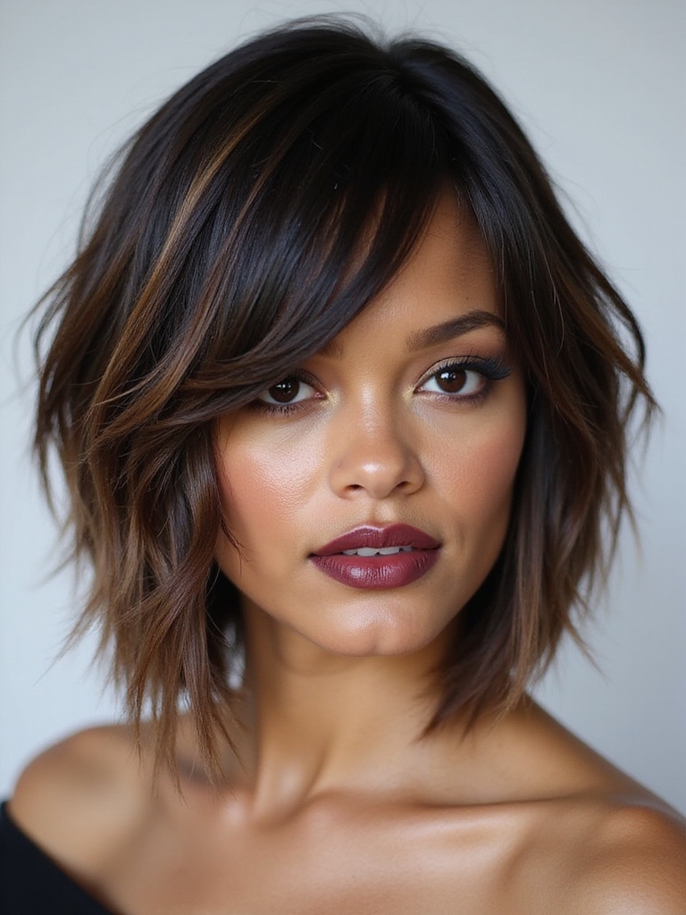 celebrity inspired layered bobs