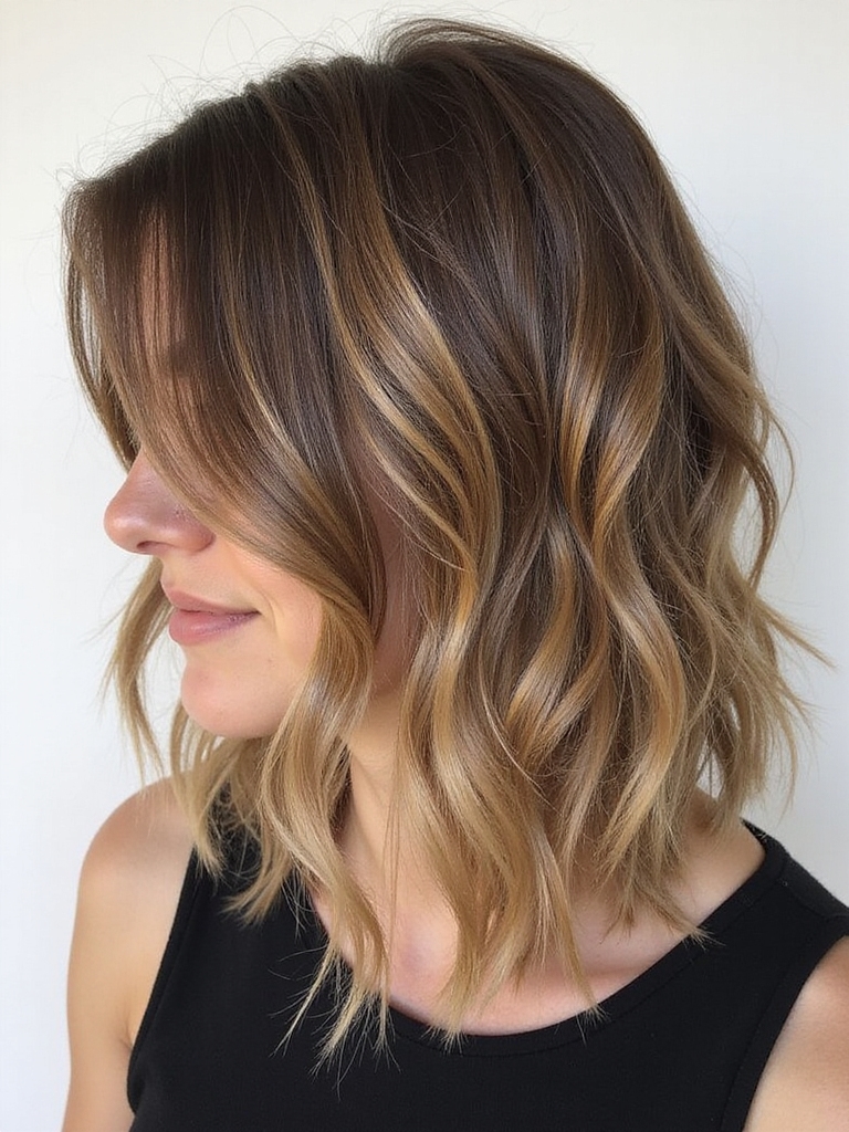 chic wavy bob highlights