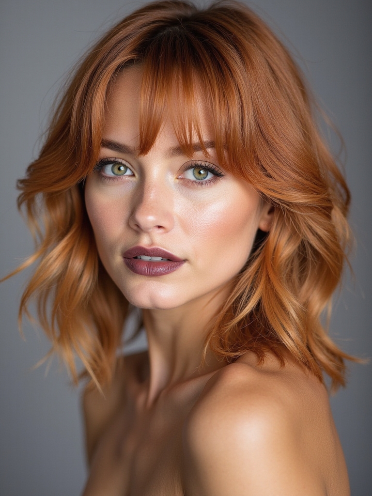 elegant side swept wispy bangs