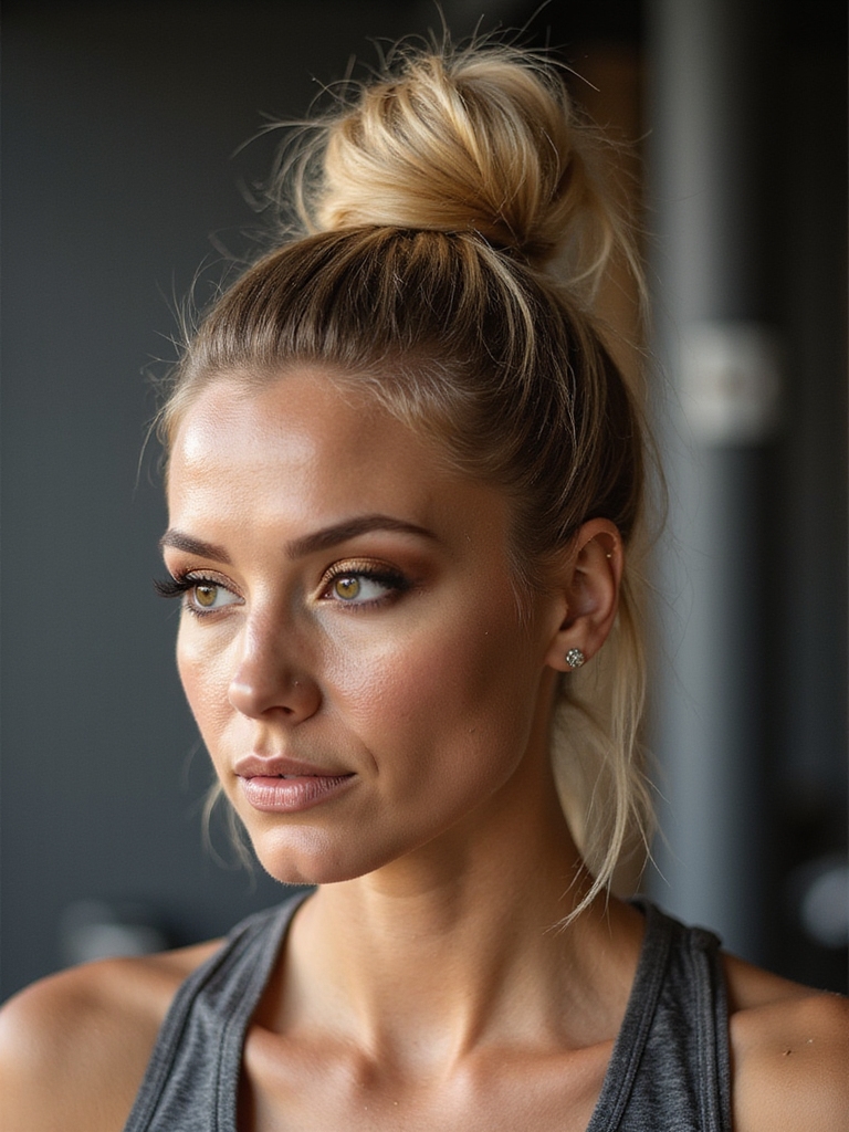 high bun for workouts