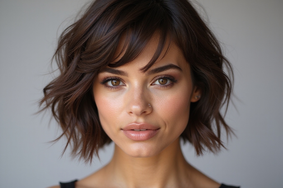 layered cheek skimming haircut
