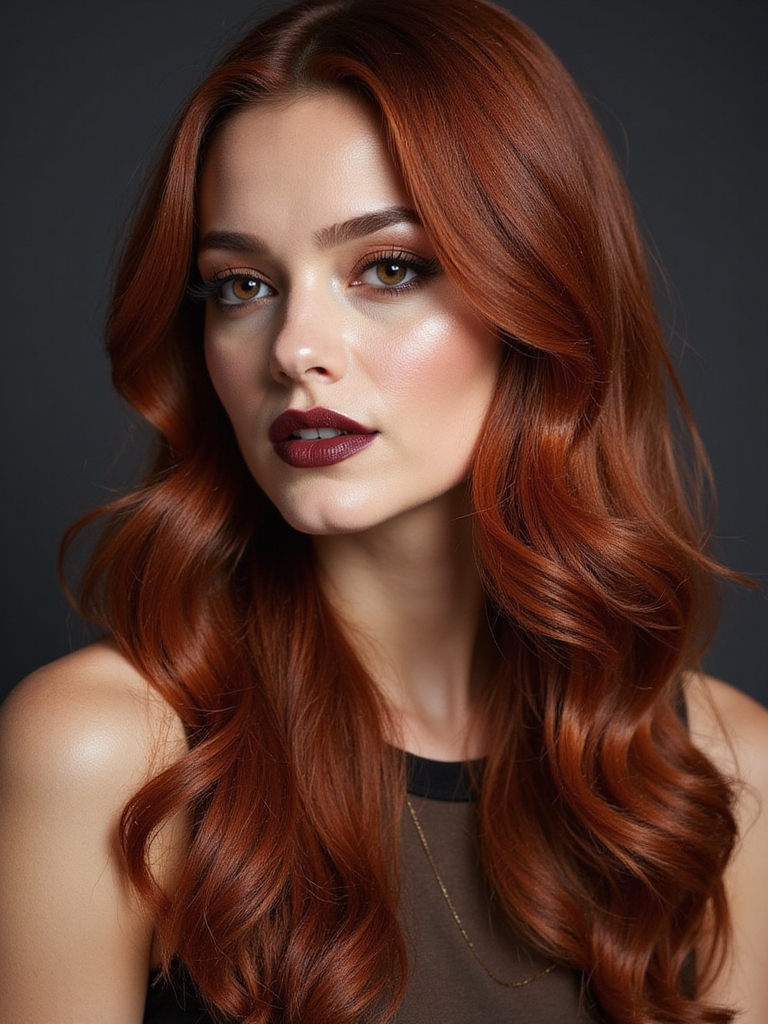 auburn hair makeup harmony