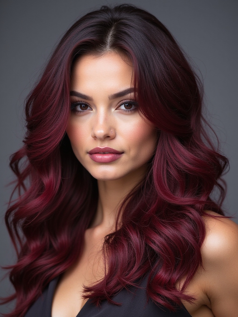 bold burgundy ombre balayage