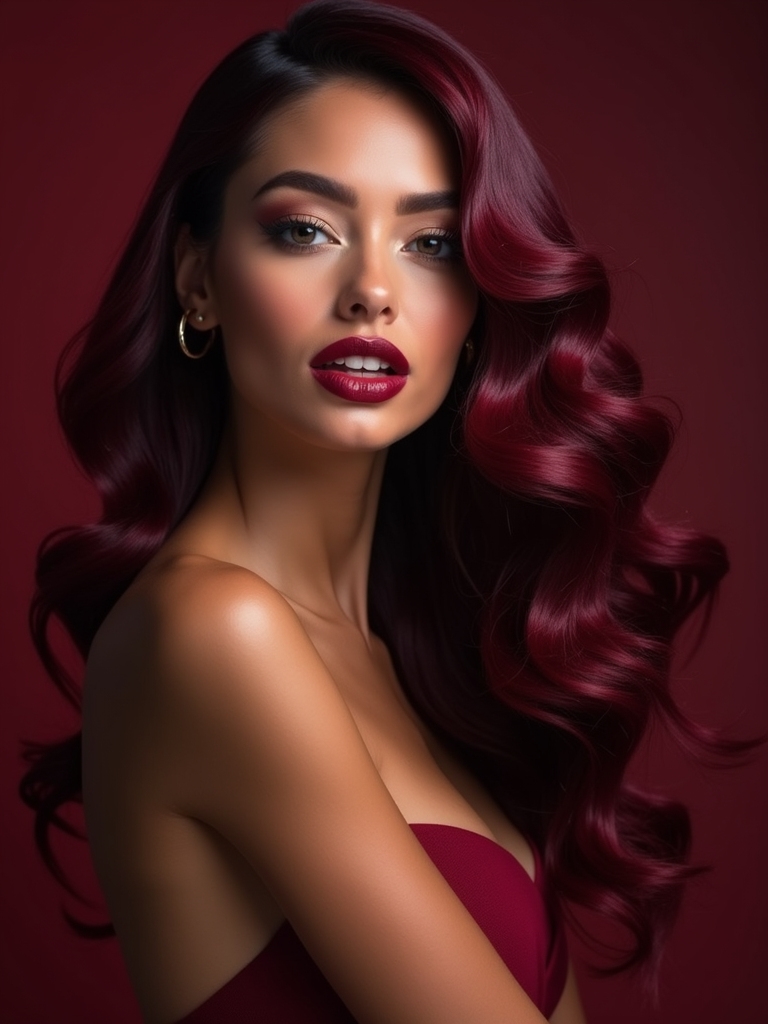 bold vibrant burgundy hair