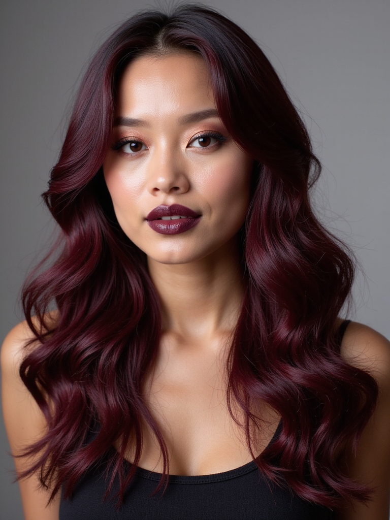burgundy hair makeup pairing