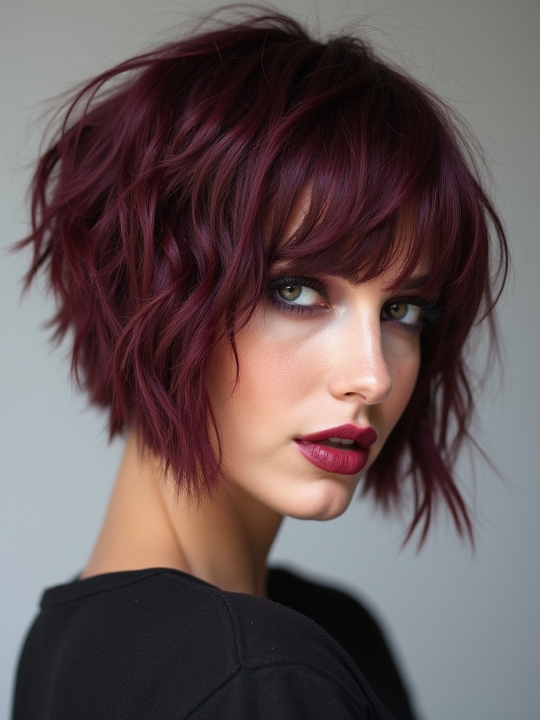 burgundy short hair styles