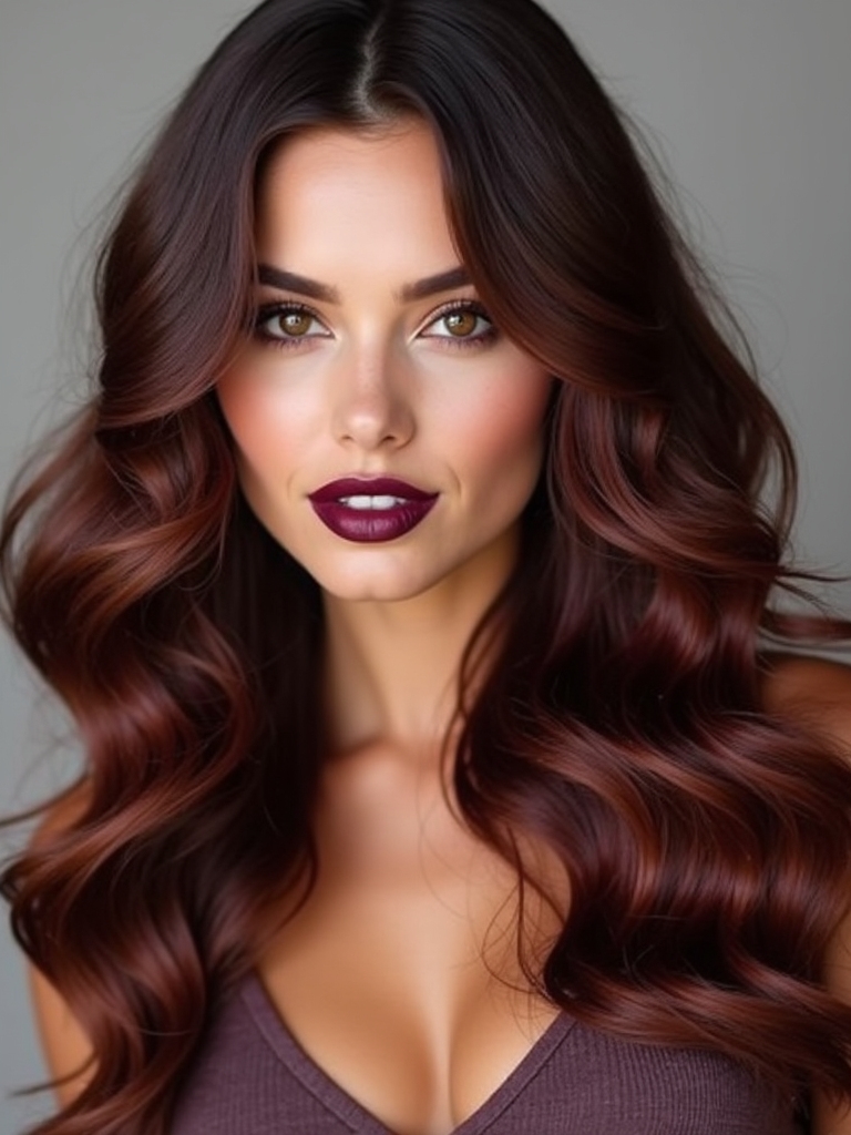 glossy mahogany hair shine