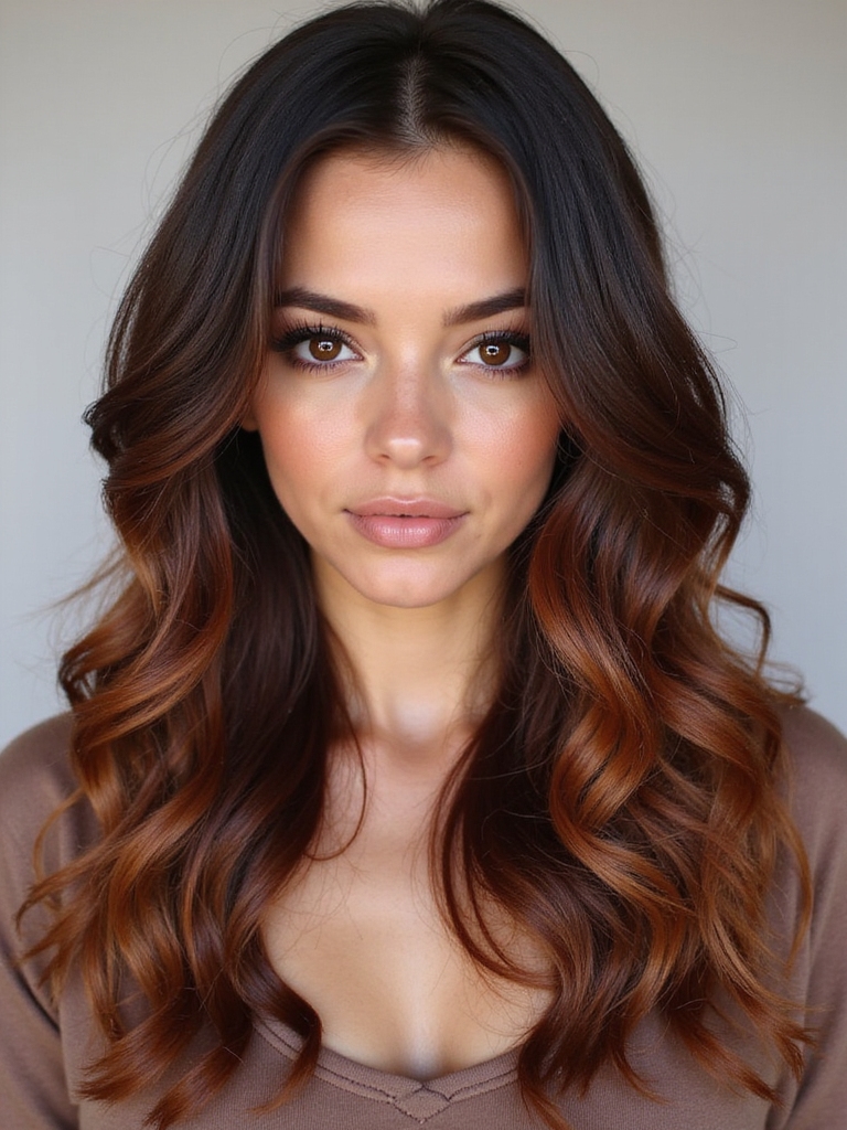 mahogany balayage color transformation