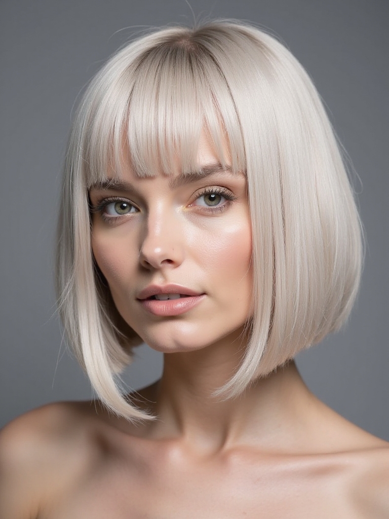 sleek ash beige hairstyle