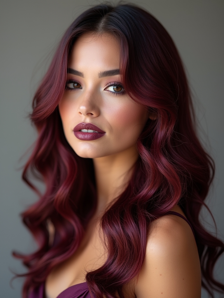 subtle burgundy hair highlights
