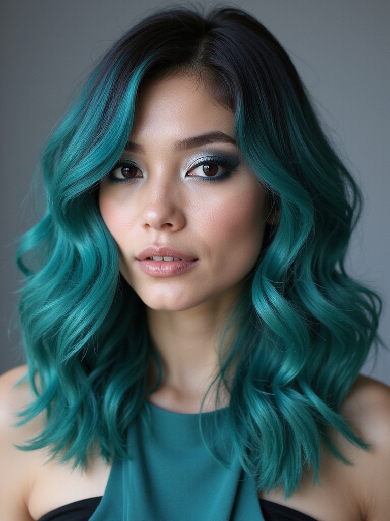 vibrant teal hair trend