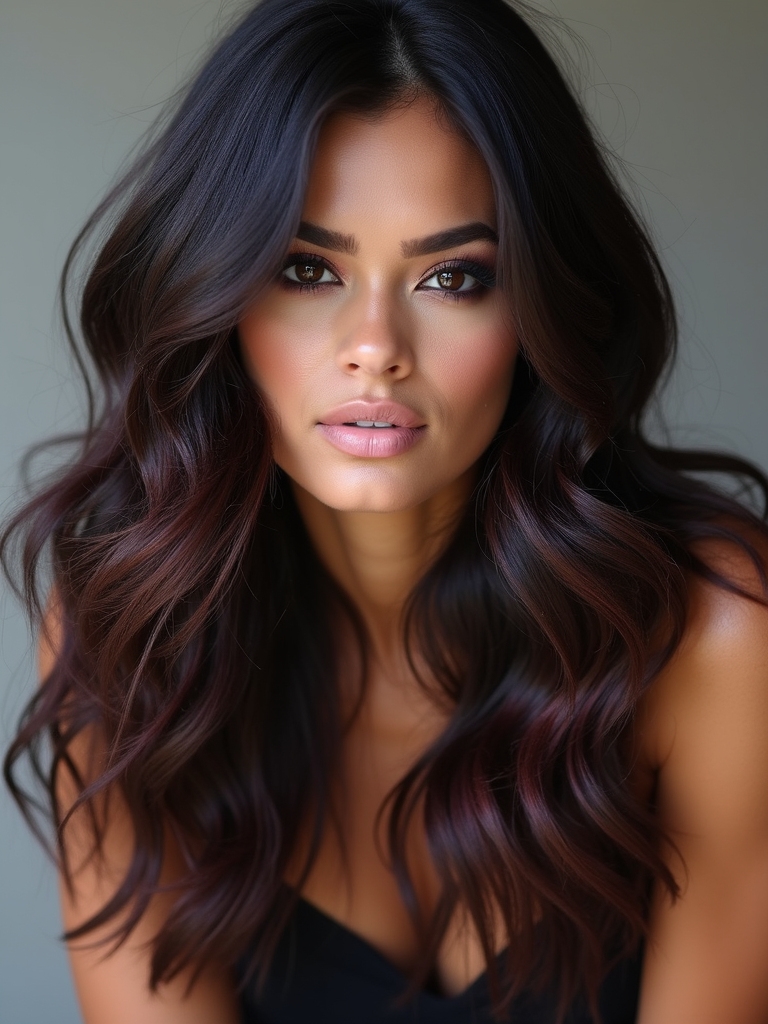 warm aubergine hair highlights