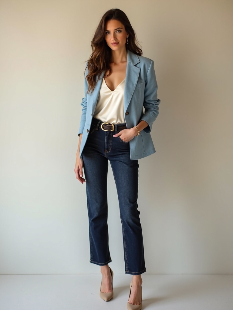 chic denim date outfit
