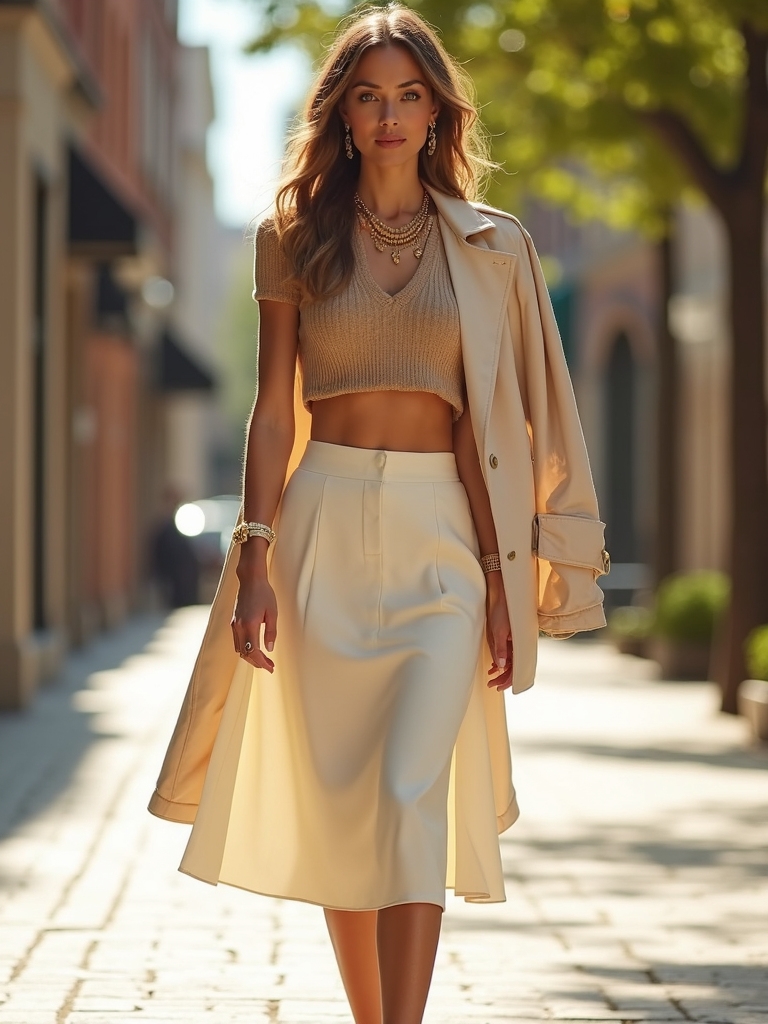 cropped knits flowy skirts