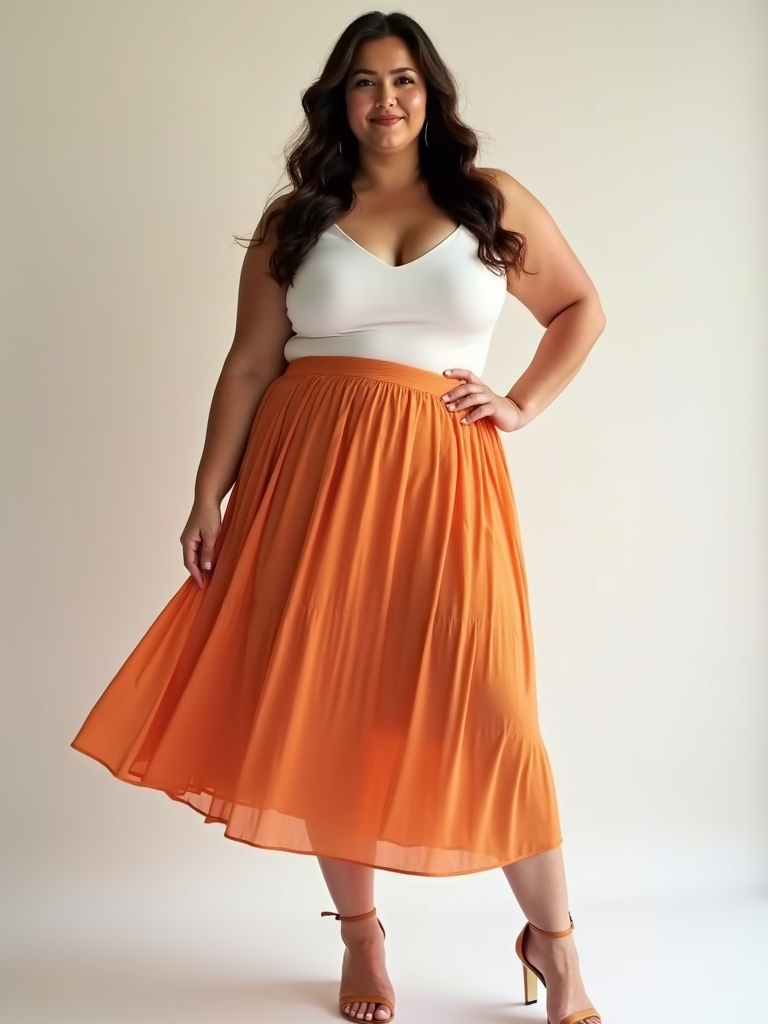 curve flattering midi skirt styles