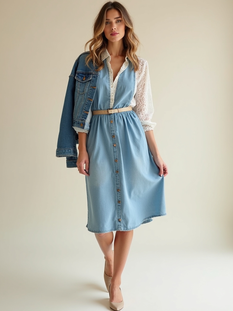 denim dress layering ideas