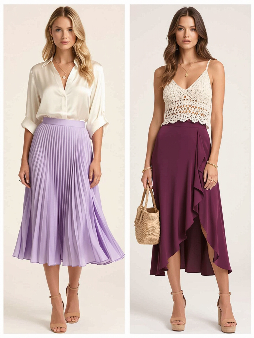 effortless lavender skirt pairings