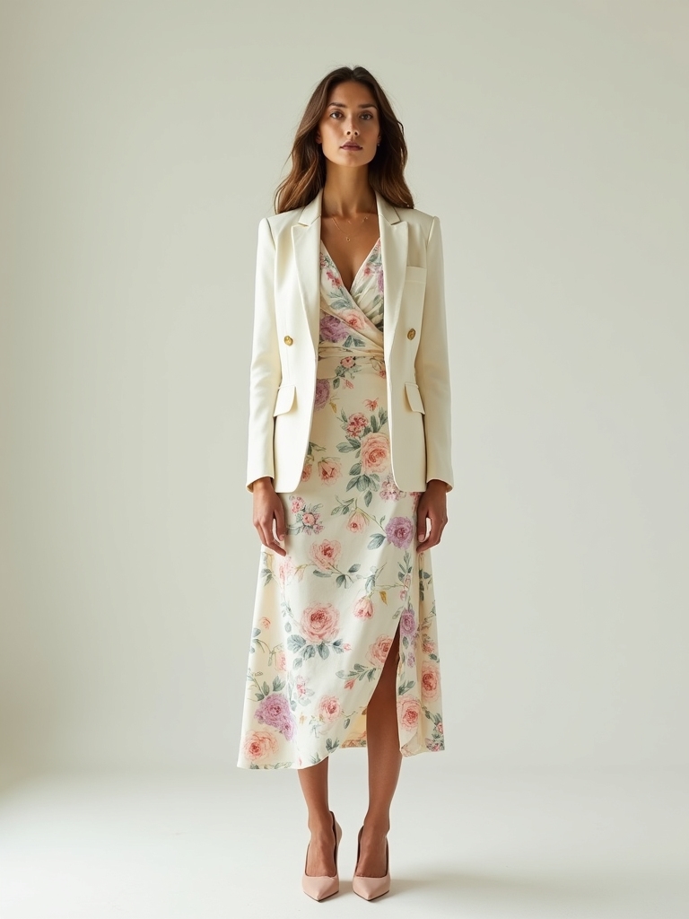 floral midi tailored blazer