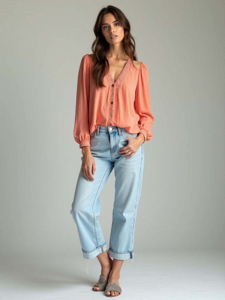 light wash jeans colorful tops