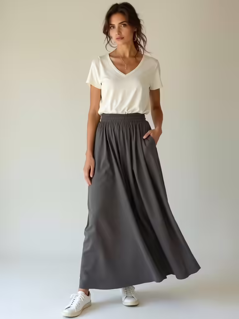 maxi skirt fitted tee