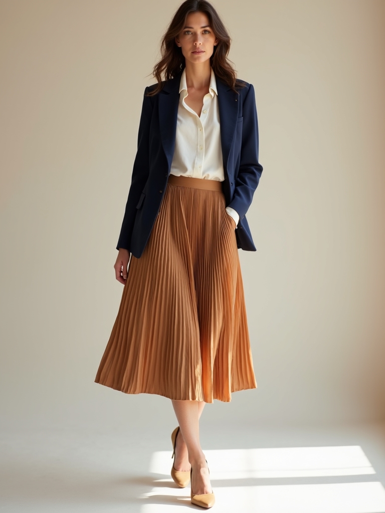pleated skirts with blazers