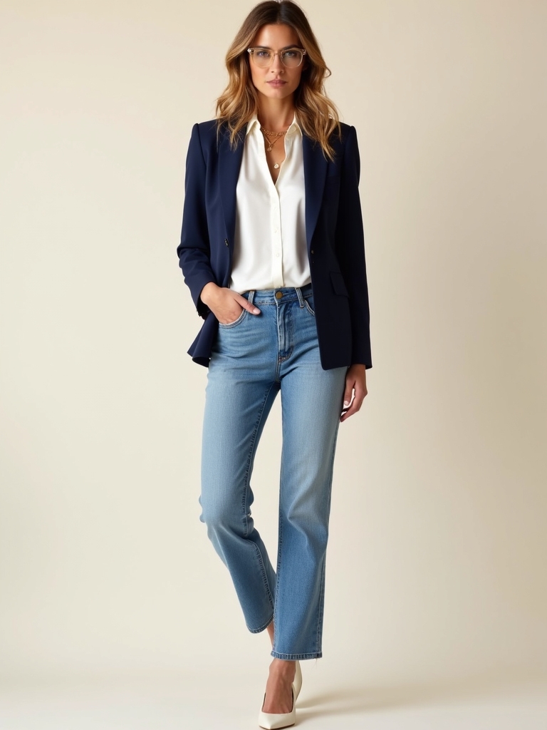 polished office casual denim style