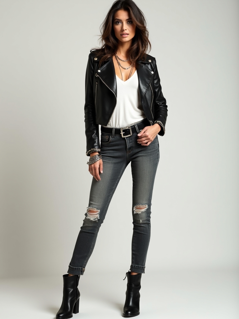 rock inspired denim and leather
