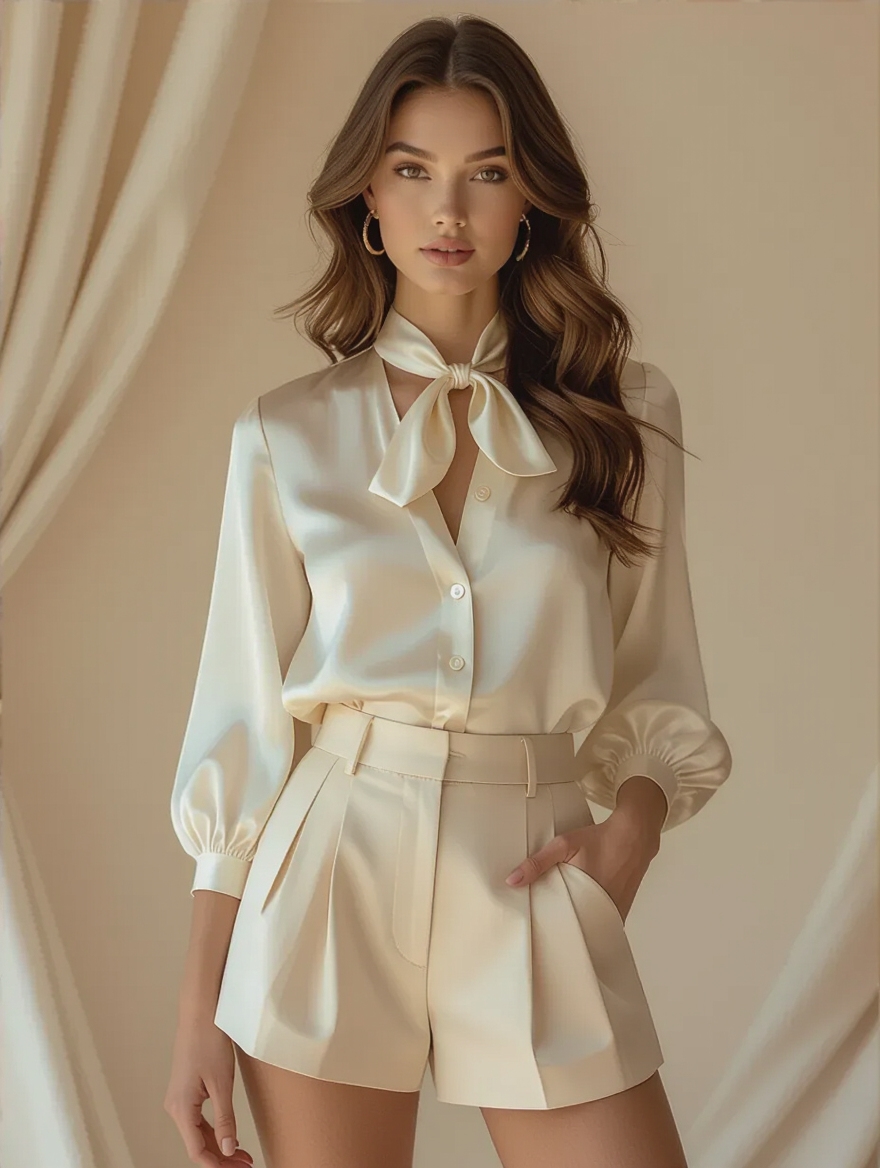 silk blouses tailored shorts