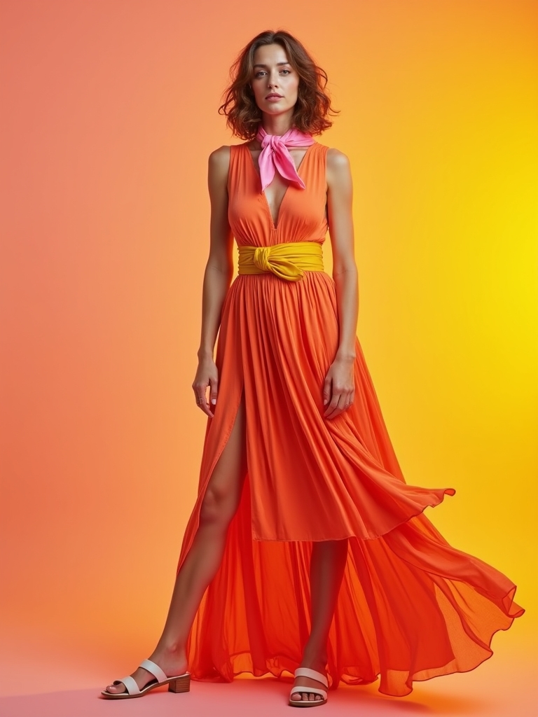 sunset inspired color blocking chic