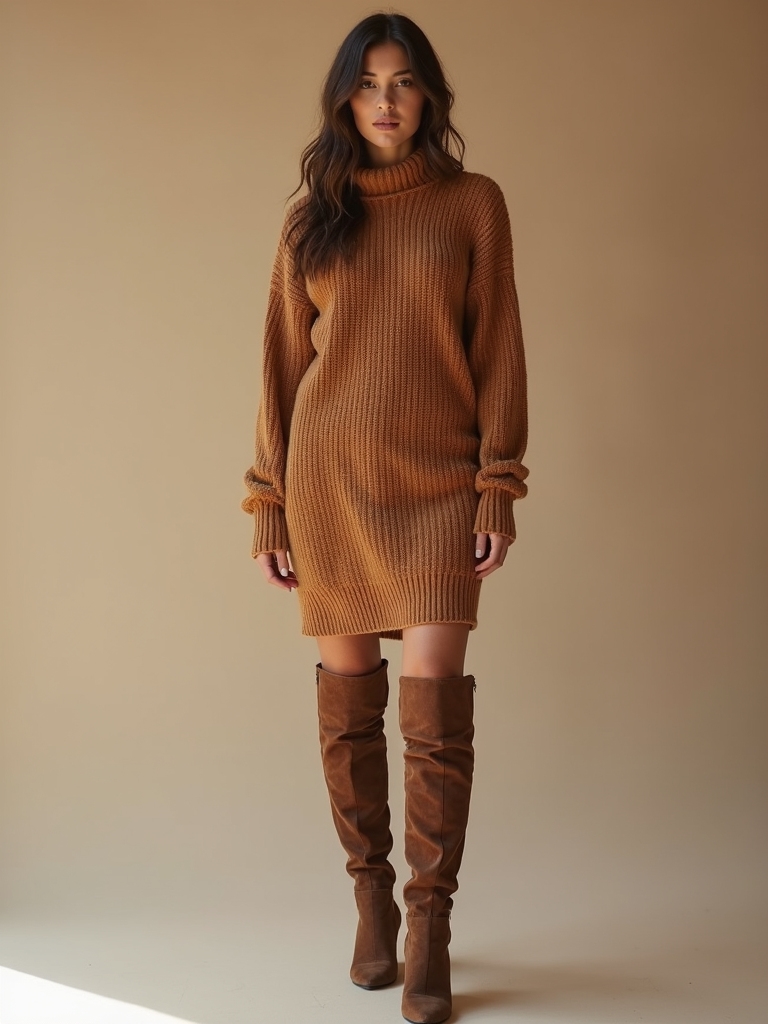 sweater dress and boots