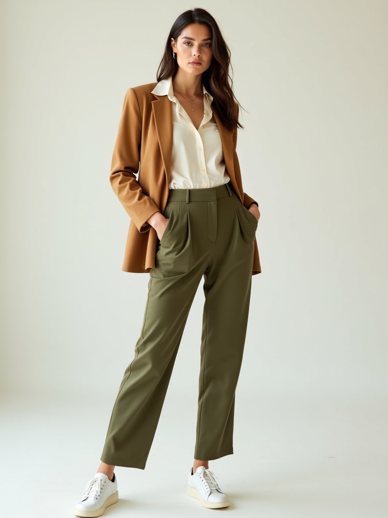 tailored bottoms with sneakers