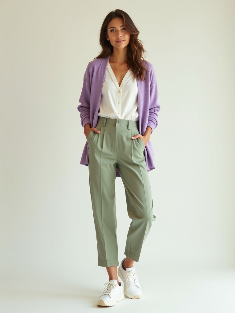 tailored separates with sneakers